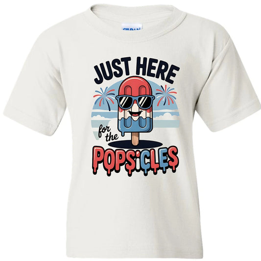 Just Here For The Popsicles Kids T-shirt 4th of July Celebration
