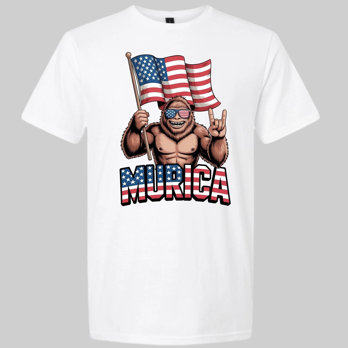 Sasquatch Bigfoot "MERICA" Patriotic 4th of July T-shirt