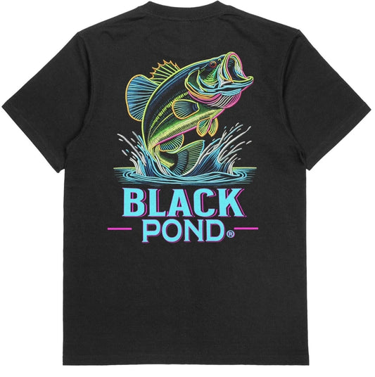 Black Pond Largemouth Bass Fishing T-shirt Unisex 100% Cotton Black