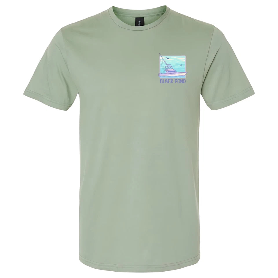 Black Pond Saltwater Series Fishing Yacht Men's T-shirt Offshore Fishing