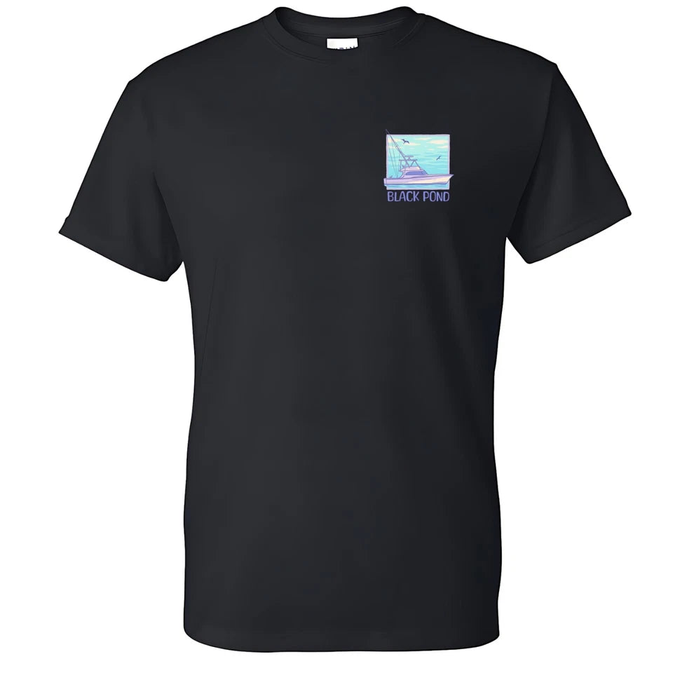 Black Pond Saltwater Series Fishing Yacht Men's T-shirt Offshore Fishing