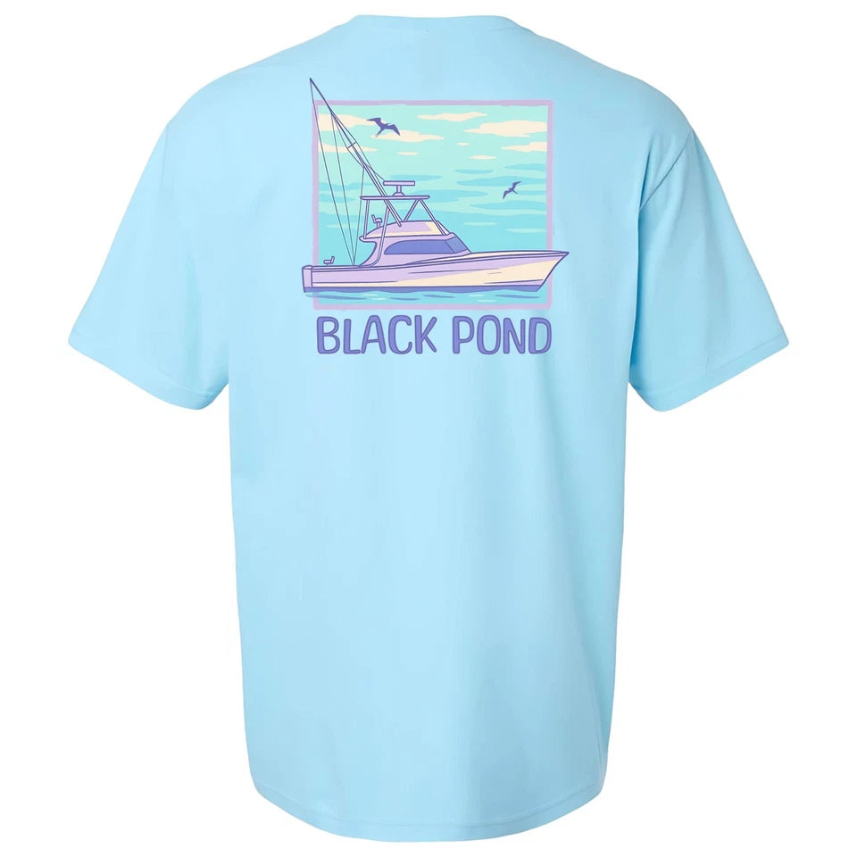 Black Pond Saltwater Series Fishing Yacht Men's T-shirt Offshore Fishing