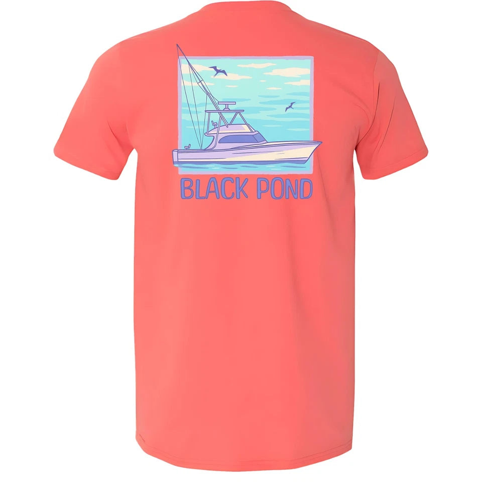 Black Pond Saltwater Series Fishing Yacht Men's T-shirt Offshore Fishing