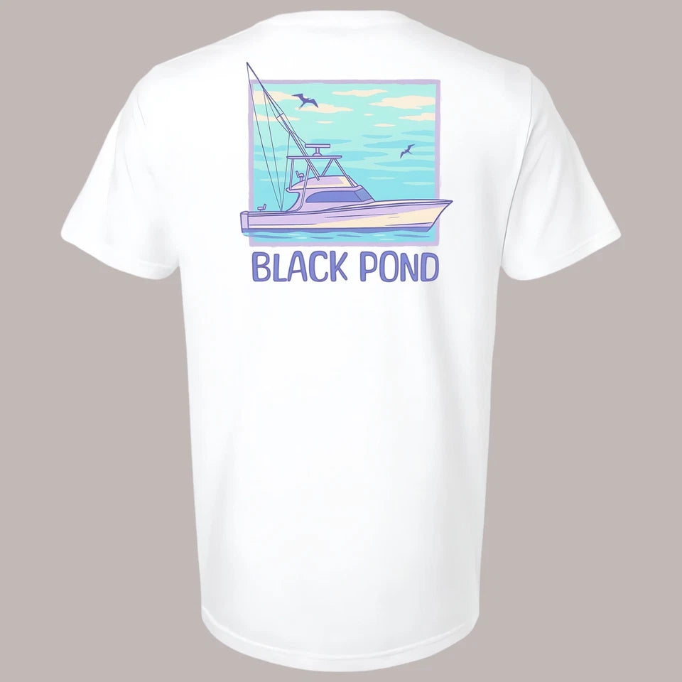 Black Pond Saltwater Series Fishing Yacht Men's T-shirt Offshore Fishing