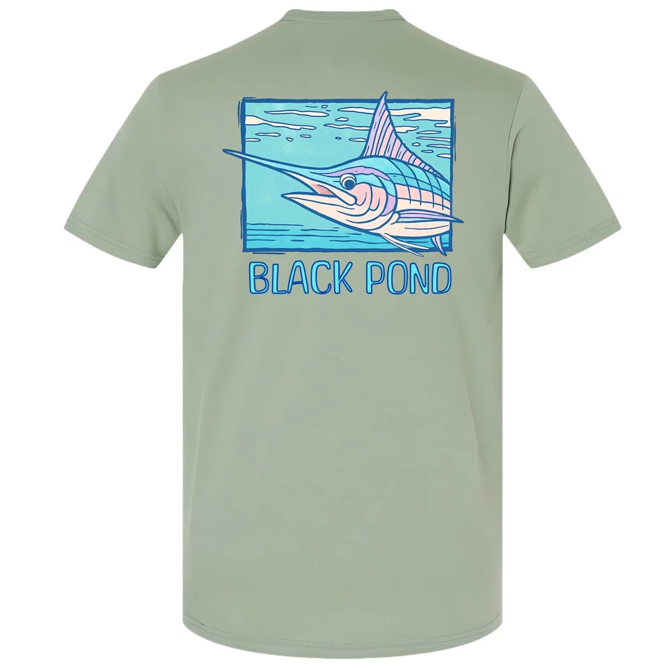 Black Pond Saltwater Series Marlin Fish Men's T-shirt Offshore Fishing