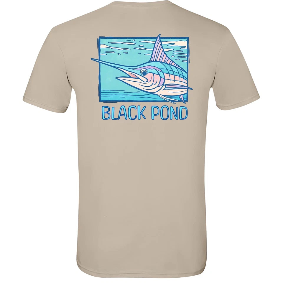 Black Pond Saltwater Series Marlin Fish Men's T-shirt Offshore Fishing