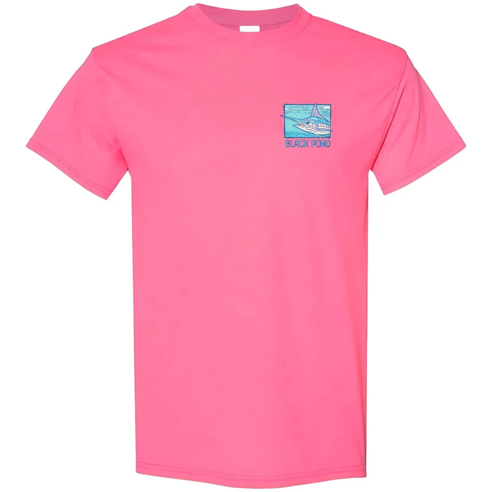 Black Pond Saltwater Series Marlin Fish Men's T-shirt Offshore Fishing