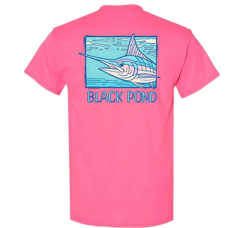 Black Pond Saltwater Series Marlin Fish Men's T-shirt Offshore Fishing