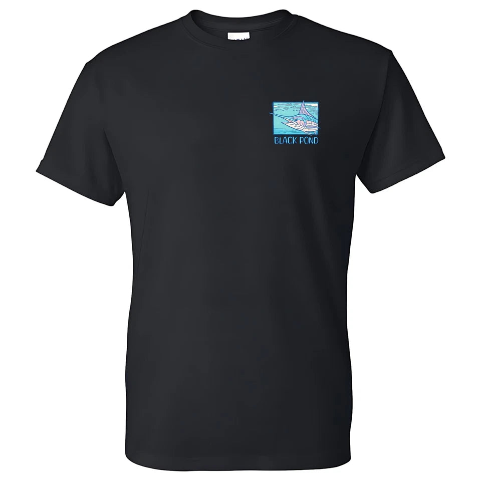 Black Pond Saltwater Series Marlin Fish Men's T-shirt Offshore Fishing