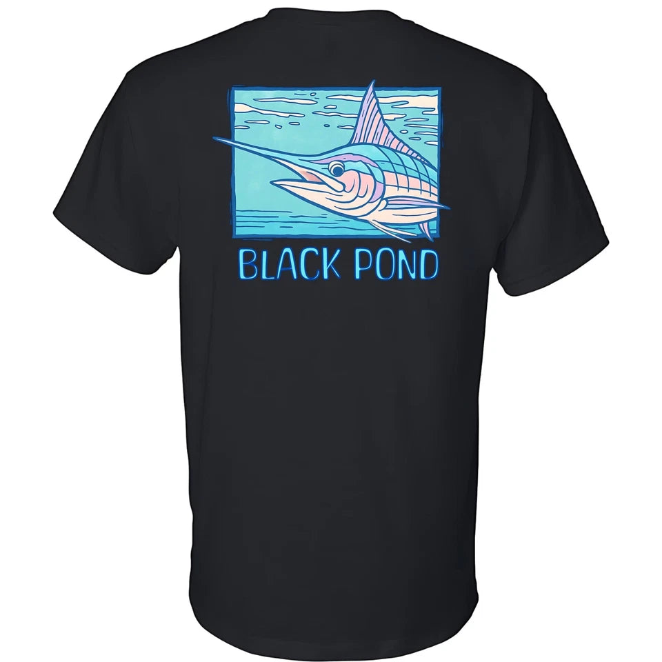 Black Pond Saltwater Series Marlin Fish Men's T-shirt Offshore Fishing