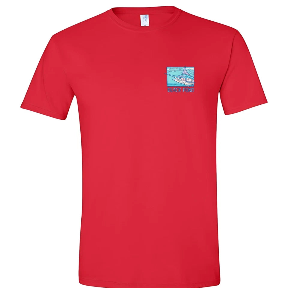 Black Pond Saltwater Series Marlin Fish Men's T-shirt Offshore Fishing