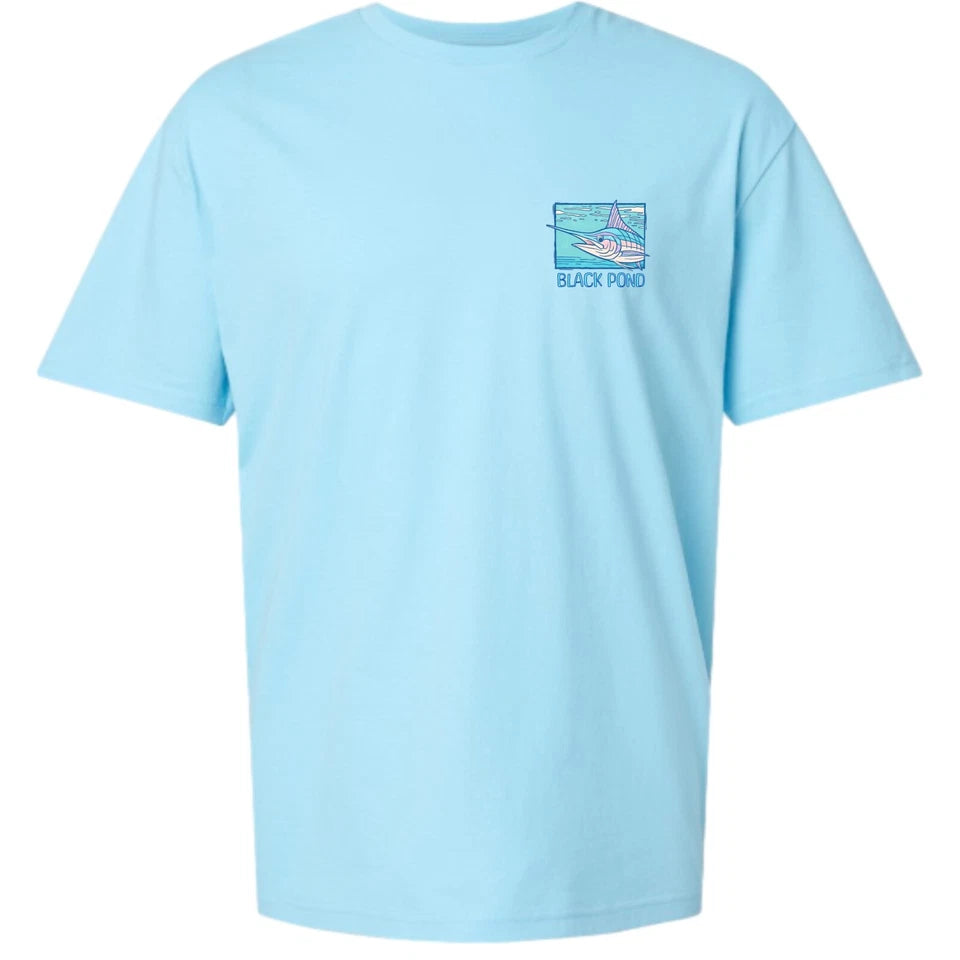 Black Pond Saltwater Series Marlin Fish Men's T-shirt Offshore Fishing