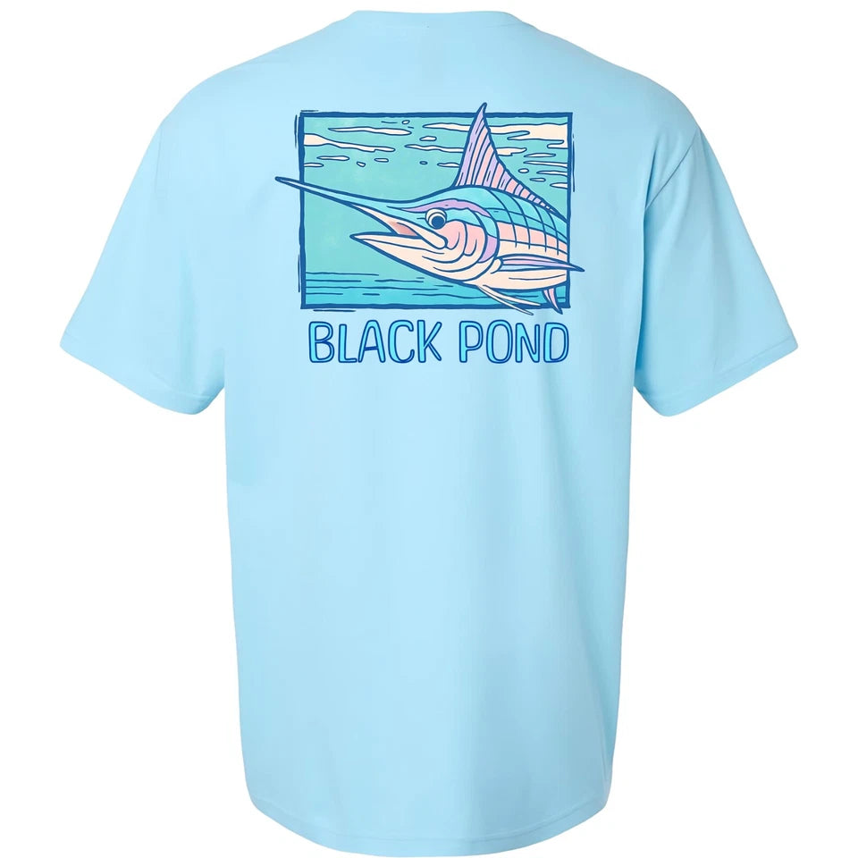 Black Pond Saltwater Series Marlin Fish Men's T-shirt Offshore Fishing
