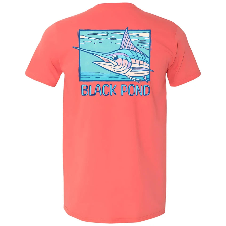 Black Pond Saltwater Series Marlin Fish Men's T-shirt Offshore Fishing