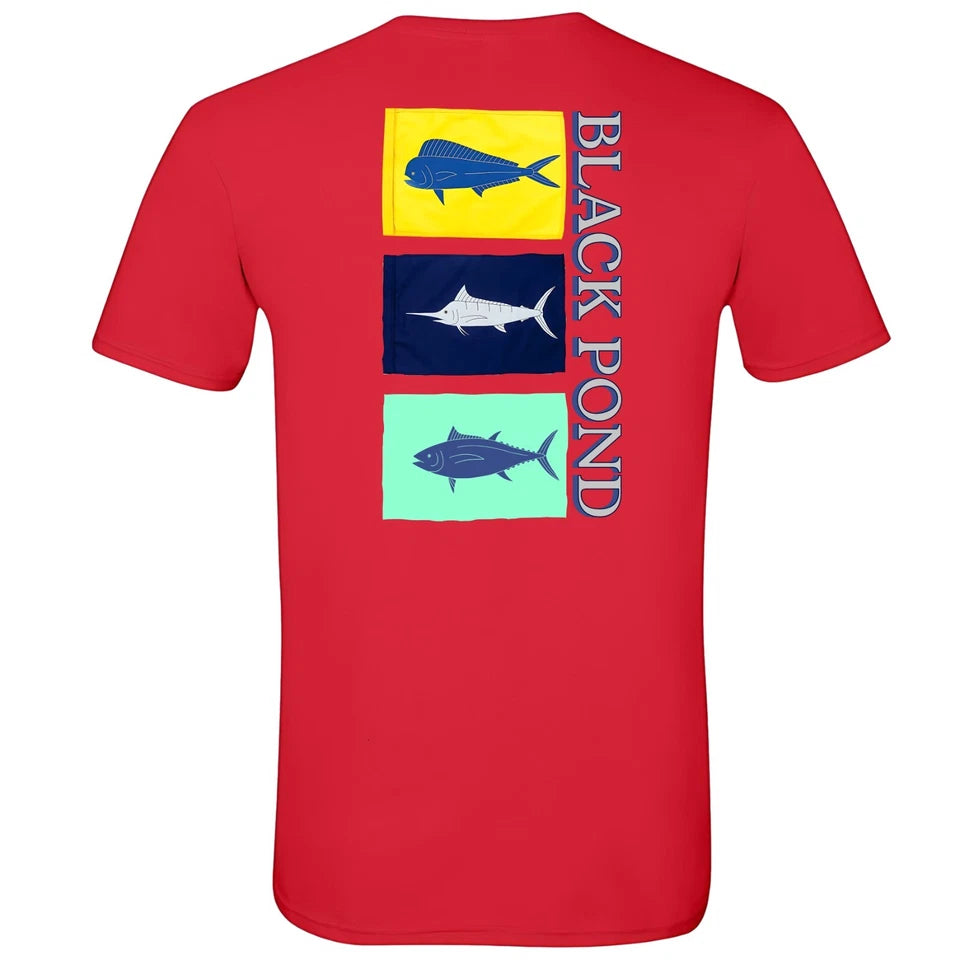 Black Pond Saltwater Series Men's T-shirt Offshore Fishing Flag Mahi Tuna Marlin