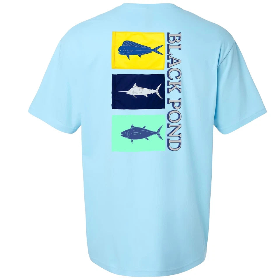 Black Pond Saltwater Series Men's T-shirt Offshore Fishing Flag Mahi Tuna Marlin