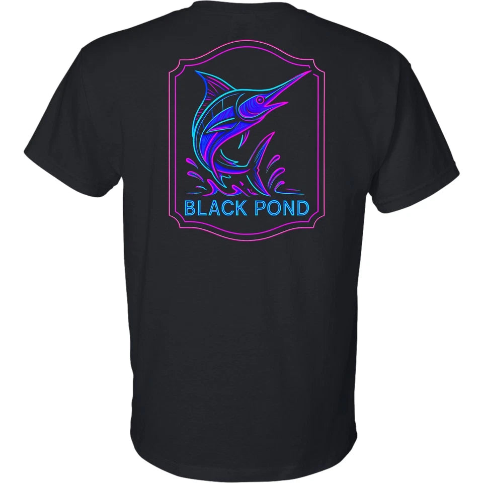 Black Pond Saltwater Series Men's T-shirt Marlin Fishing Neon Sign