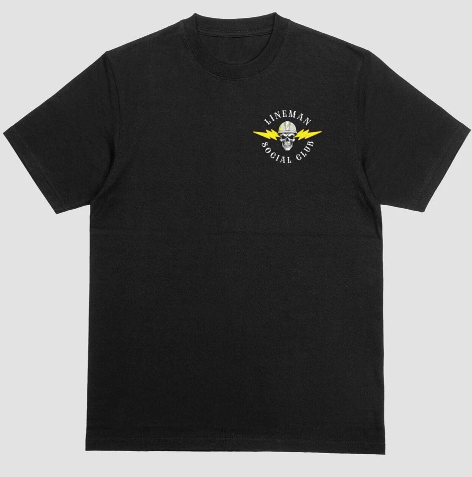 Lineman Social Club Lineworker Electrician T-shirt Unisex 100% Cotton Black