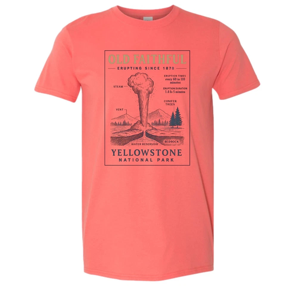 Yellowstone National Park Wyoming T-shirt Technical Drawing