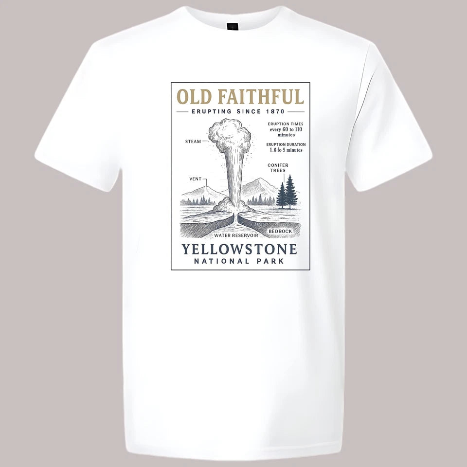 Yellowstone National Park Wyoming T-shirt Technical Drawing