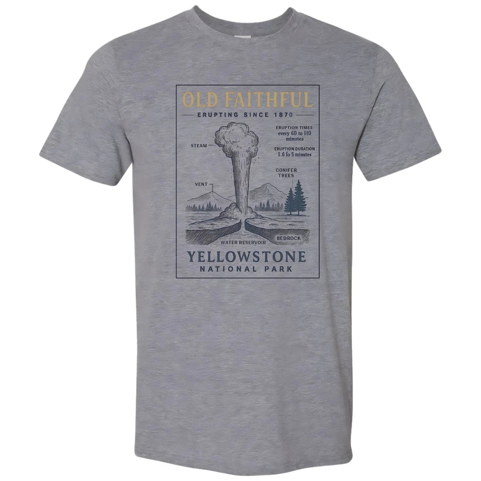 Yellowstone National Park Wyoming T-shirt Technical Drawing