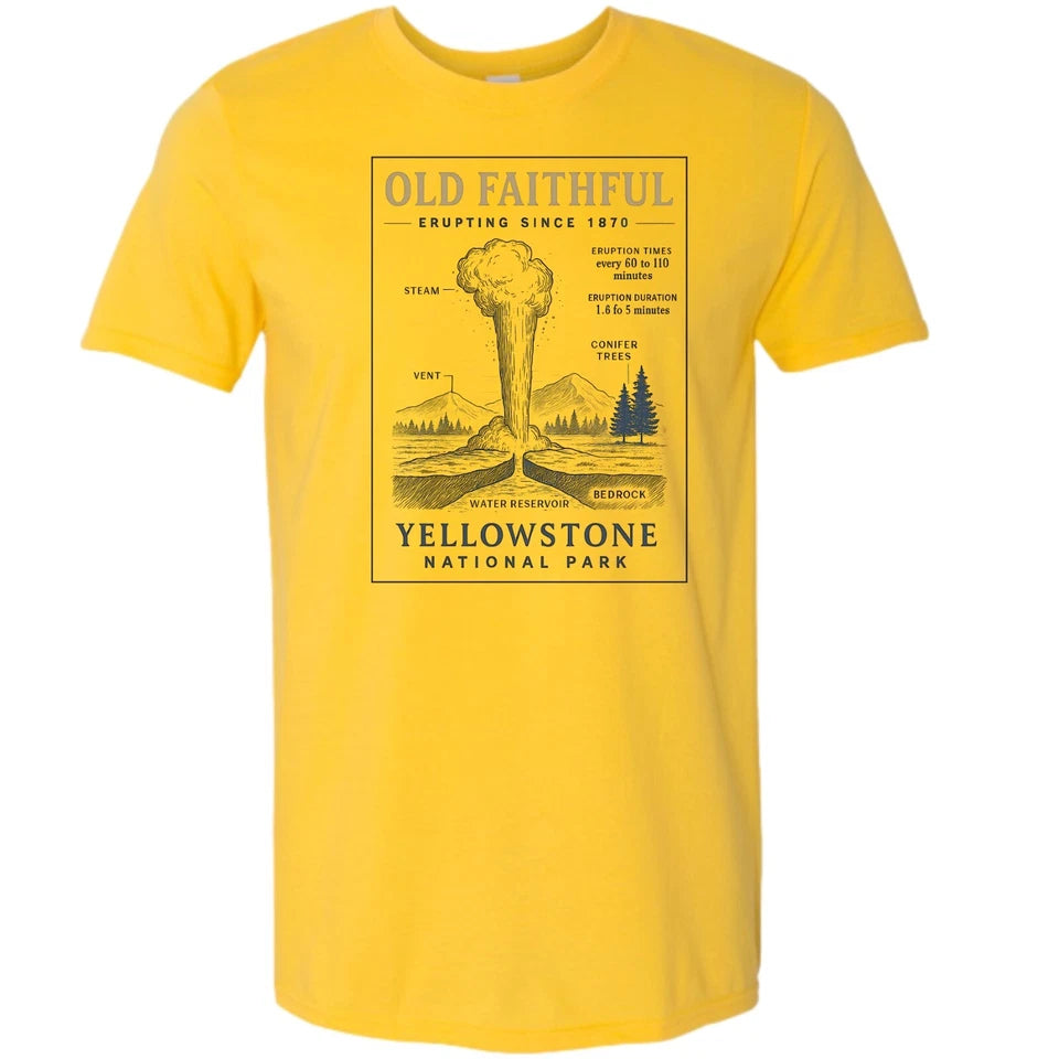 Yellowstone National Park Wyoming T-shirt Technical Drawing