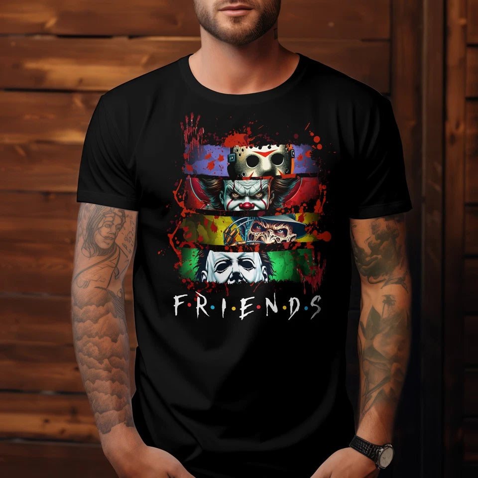 Halloween Shirt Jason Freddy Michael Friends Mens Graphic Novelty T-shirt Humor
