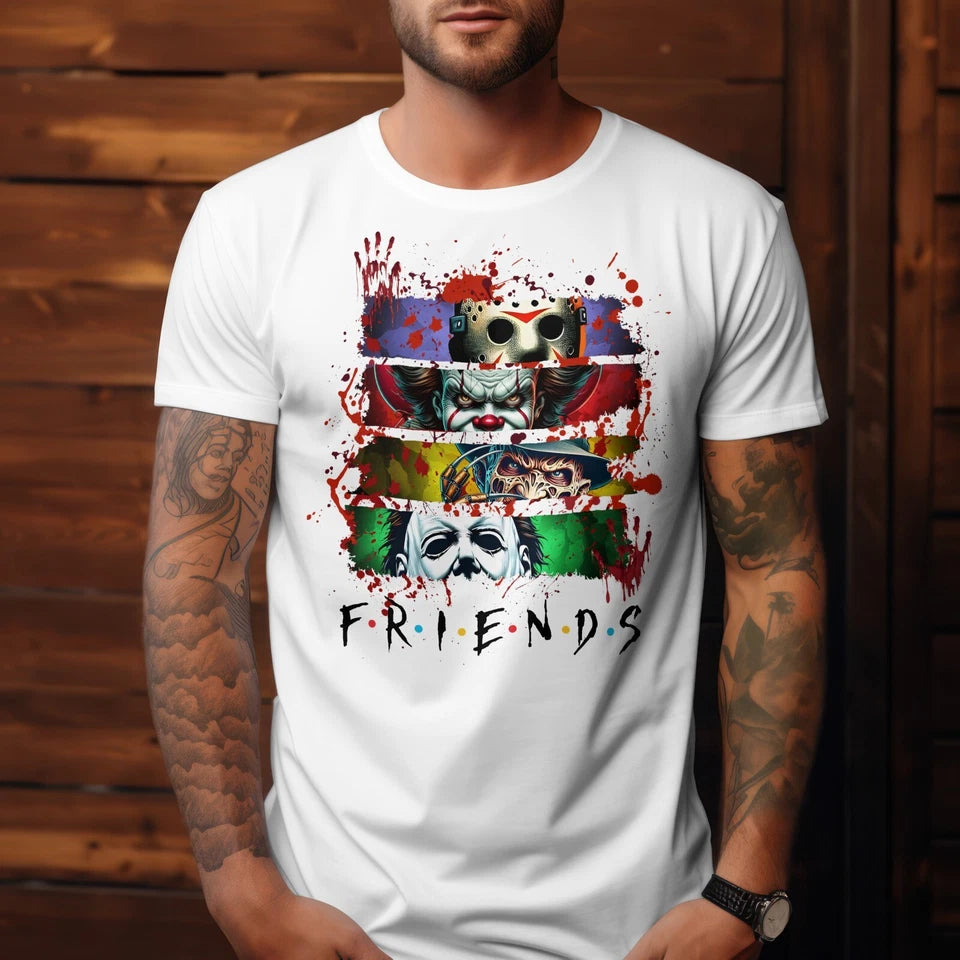 Halloween Shirt Jason Freddy Michael Friends Mens Graphic Novelty T-shirt Humor