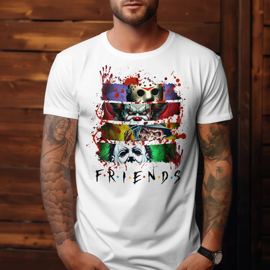 Halloween Shirt Jason Freddy Michael Friends Mens Graphic Novelty T-shirt Humor
