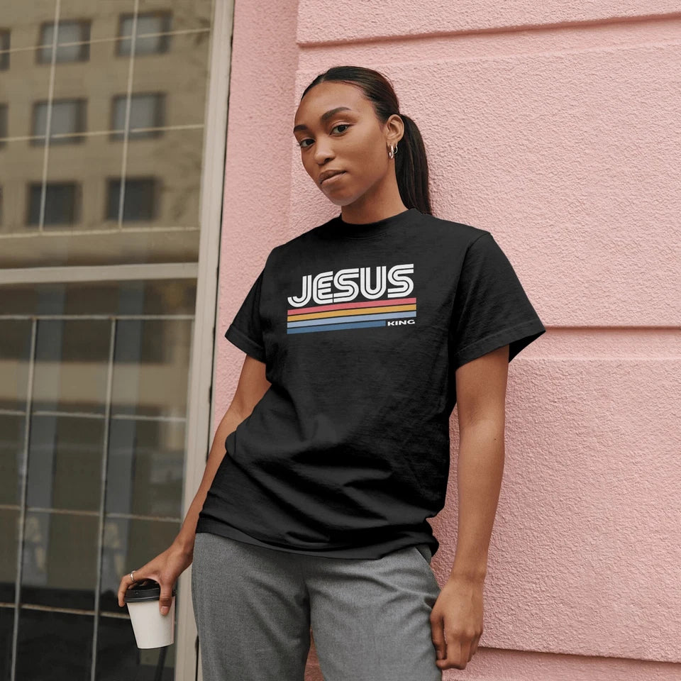 Jesus the King Retro Unisex Softstyle T-Shirt Jesus Christ Christian Religious