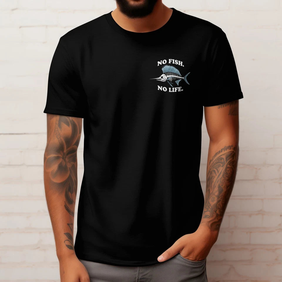 No Fish No Life Sailfish Fishing Brand T-Shirt Mens Outdoors