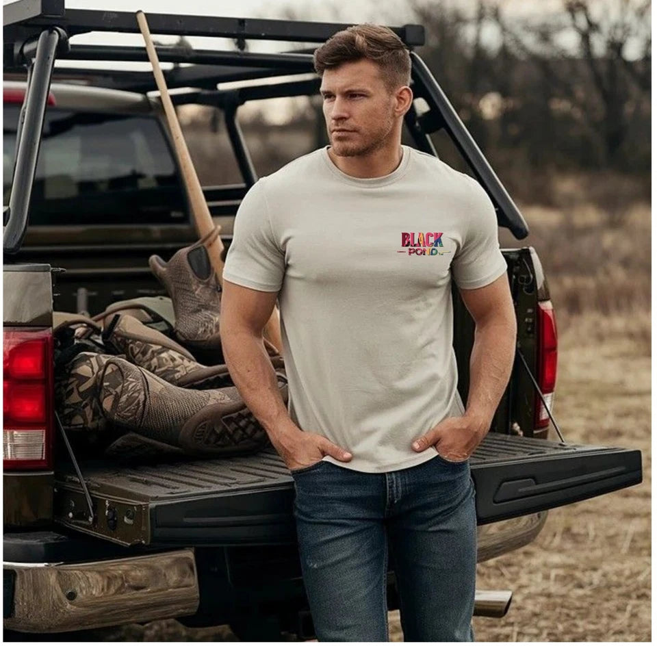 Black Pond Duck Hunting T-shirt Unisex 100% Cotton Tan