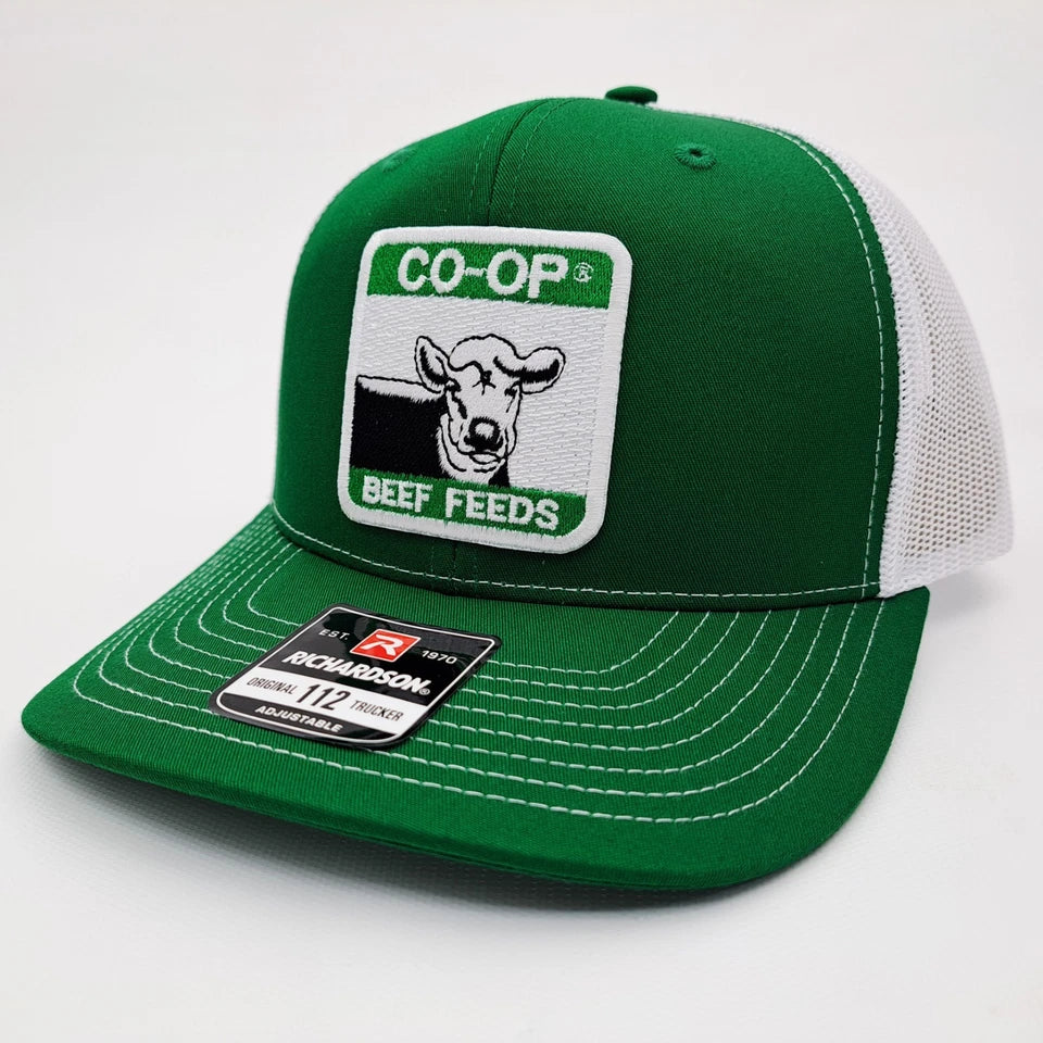 Co-Op Beef Feeds Richardson 112 Trucker Cap Hat Mesh Snapback Embroidered Patch