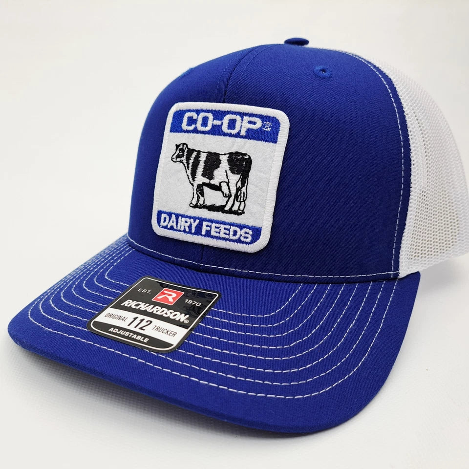 Co-Op Dairy Feeds Richardson 112 Trucker Cap Hat Mesh Snapback Embroidered Patch
