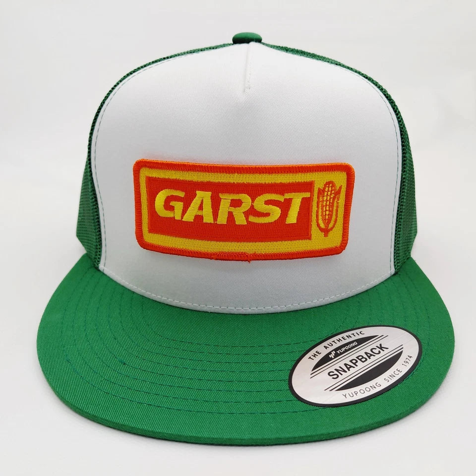 Garst Seeds Hat Embroidered Patch Flat Bill Mesh Snapback Cap