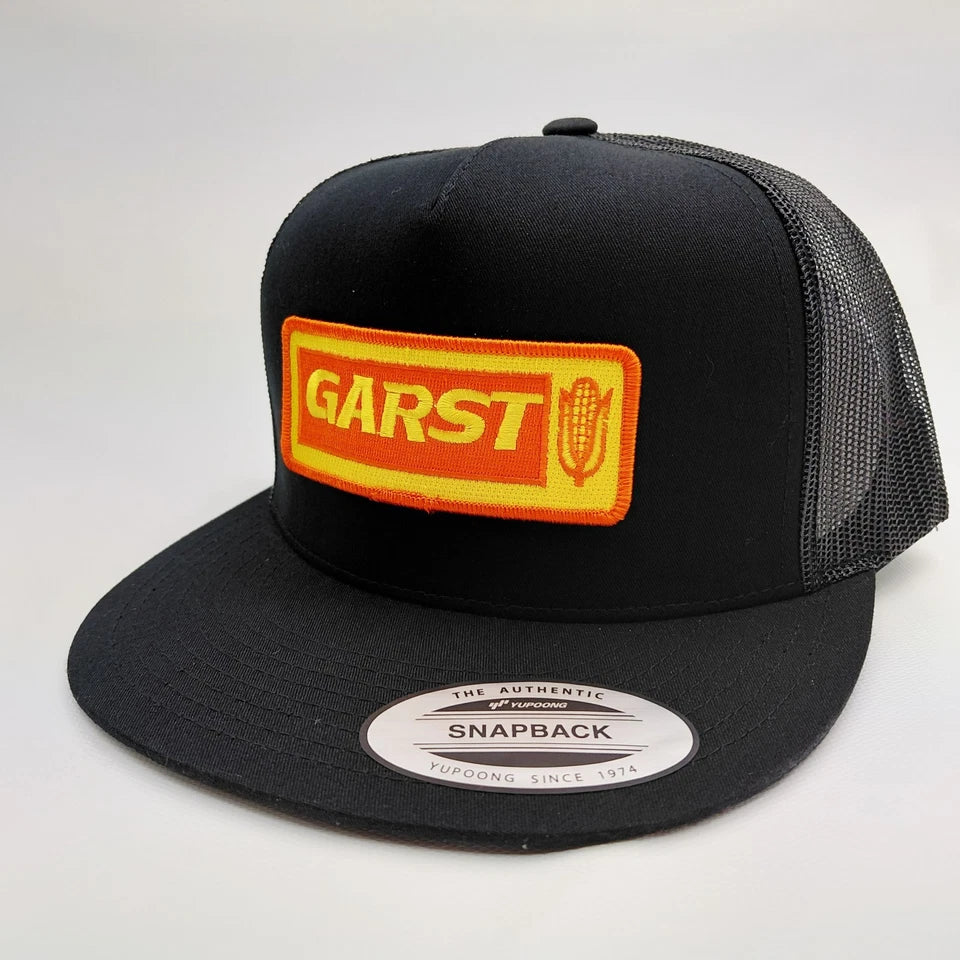 Garst Seeds Hat Embroidered Patch Flat Bill Mesh Snapback Cap