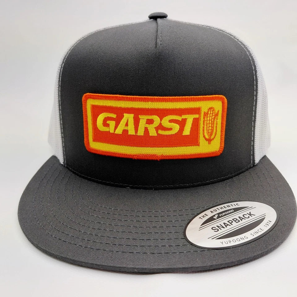 Garst Seeds Hat Embroidered Patch Flat Bill Mesh Snapback Cap