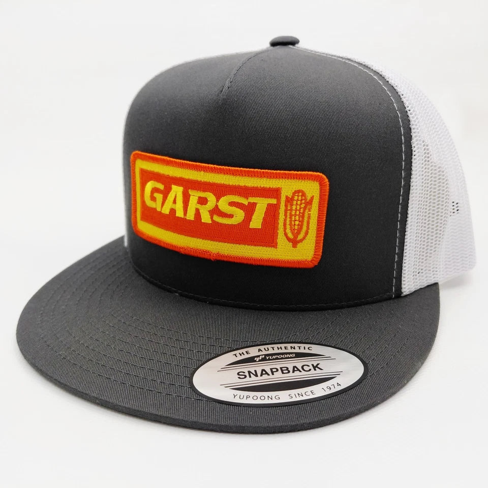 Garst Seeds Hat Embroidered Patch Flat Bill Mesh Snapback Cap