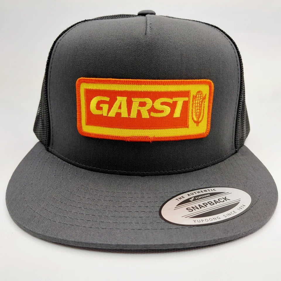 Garst Seeds Hat Embroidered Patch Flat Bill Mesh Snapback Cap