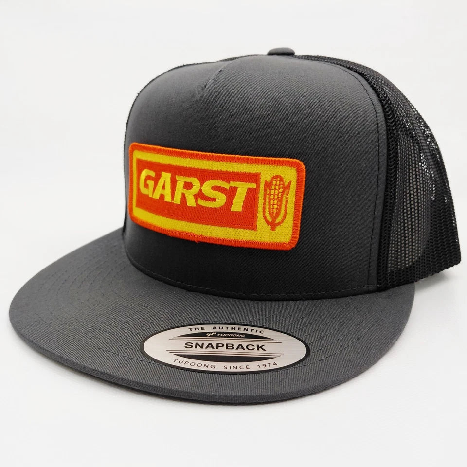 Garst Seeds Hat Embroidered Patch Flat Bill Mesh Snapback Cap