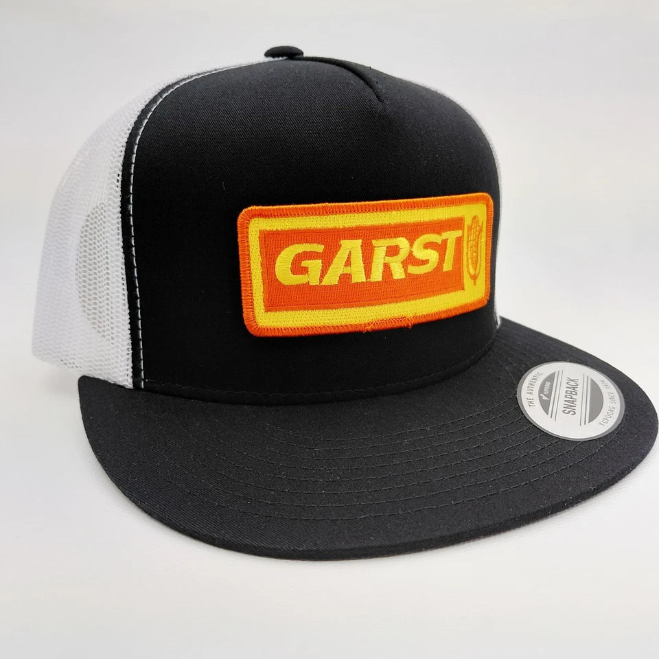 Garst Seeds Hat Embroidered Patch Flat Bill Mesh Snapback Cap