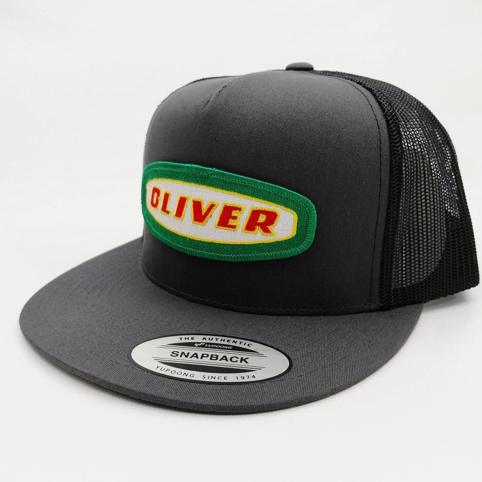 Oliver Tractors Hat Embroidered Patch Flat Bill Mesh Snapback Cap