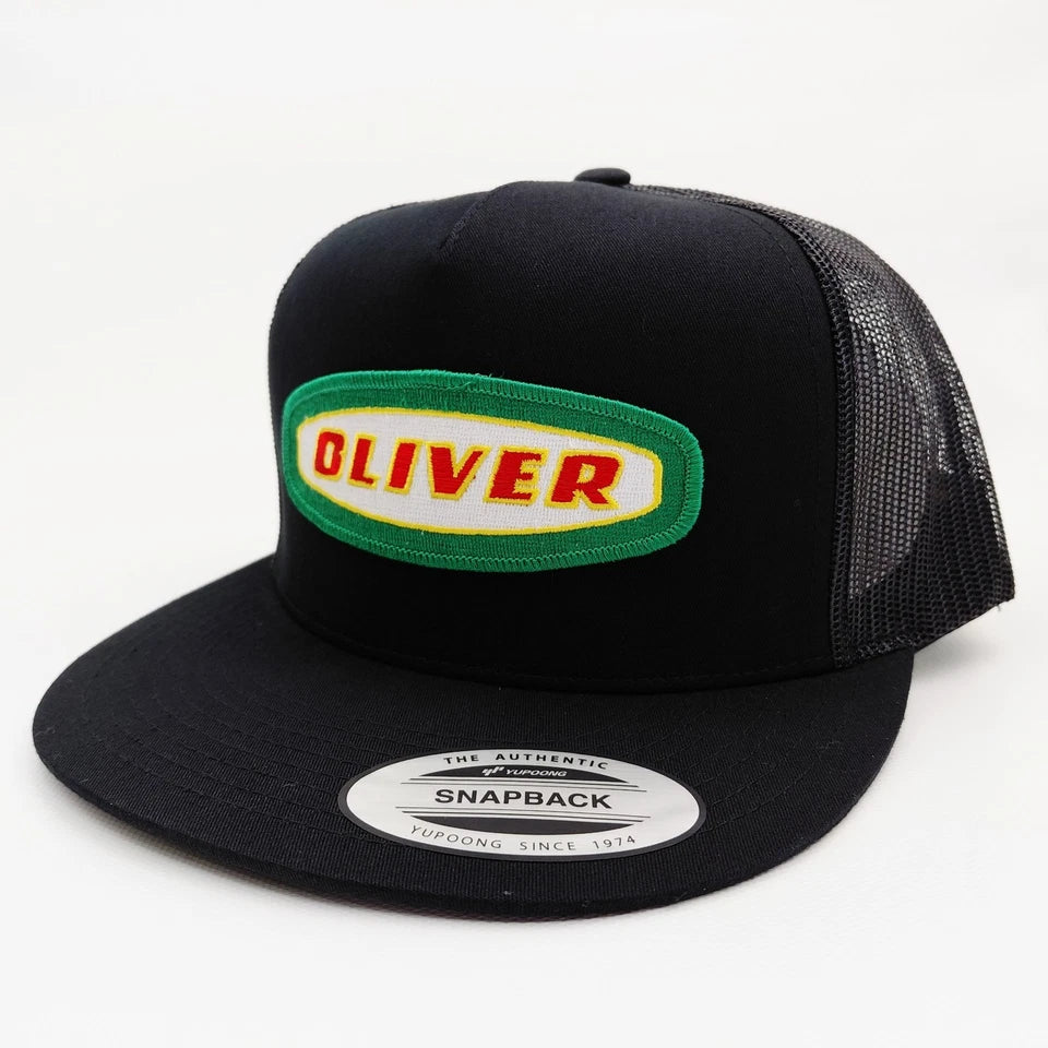 Oliver Tractors Hat Embroidered Patch Flat Bill Mesh Snapback Cap