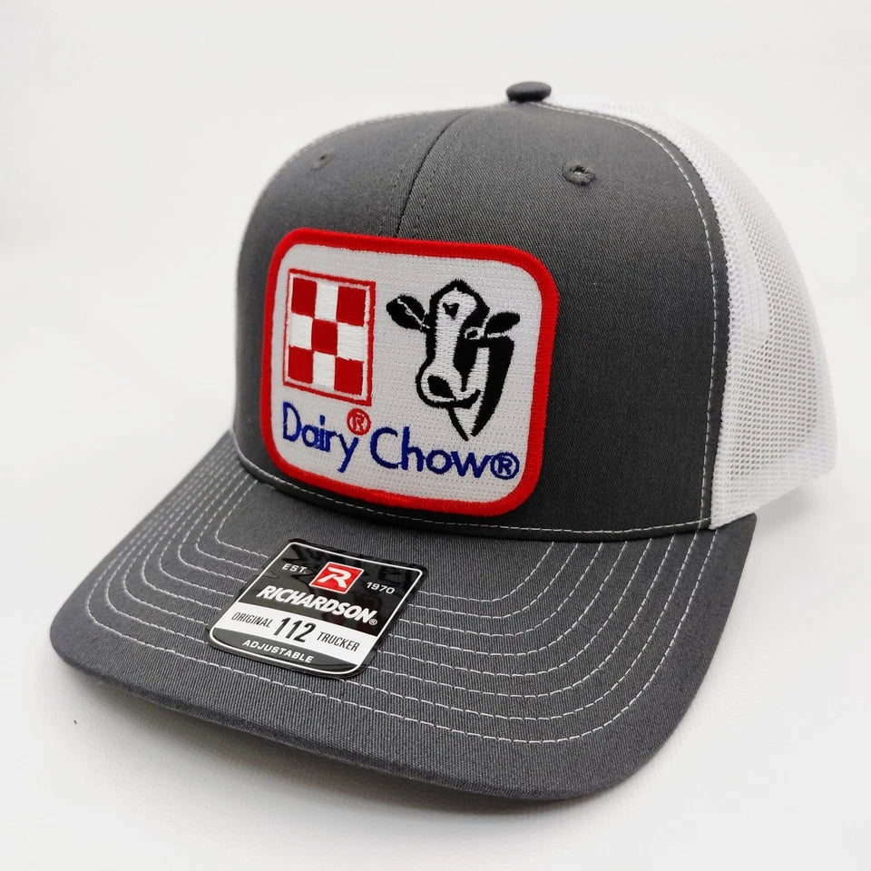Dairy Chow Rancher Hat Embroidered Patch Cap Mesh Snapback Richardson 112