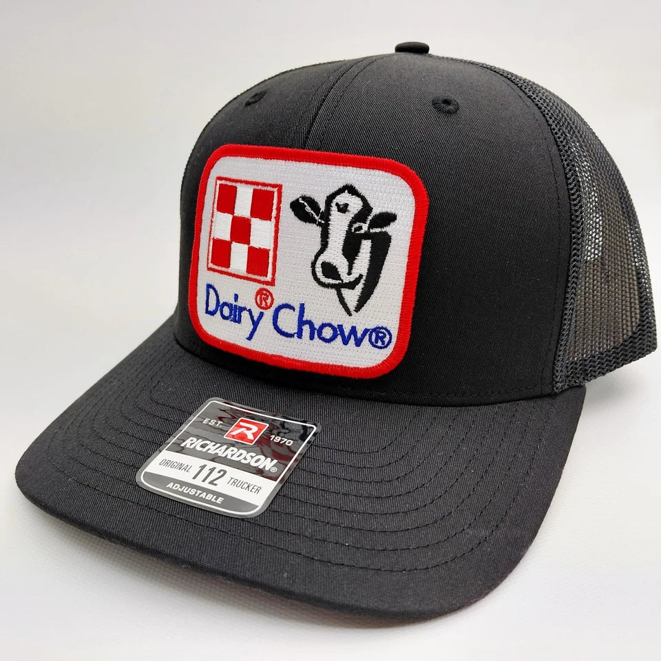Dairy Chow Rancher Hat Embroidered Patch Cap Mesh Snapback Richardson 112