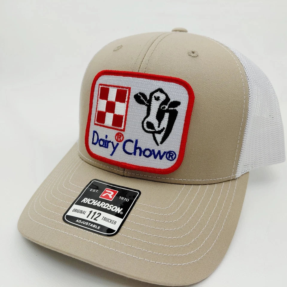 Dairy Chow Rancher Hat Embroidered Patch Cap Mesh Snapback Richardson 112
