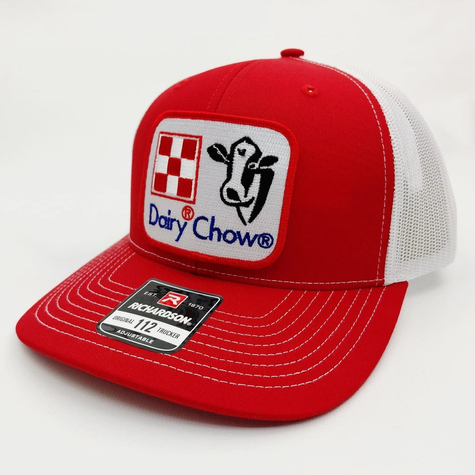 Dairy Chow Rancher Hat Embroidered Patch Cap Mesh Snapback Richardson 112