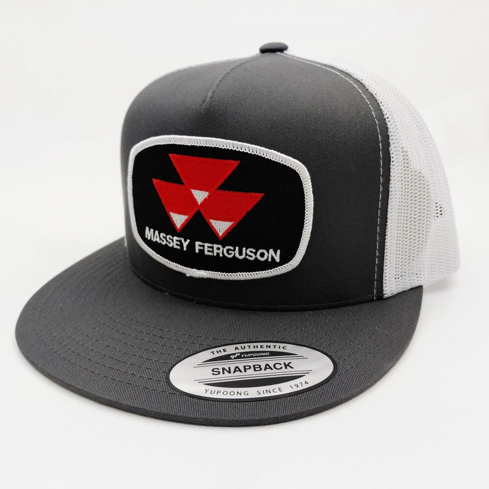 Massey Ferguson Tractors Hat Embroidered Patch Flat Bill Mesh Snapback Cap