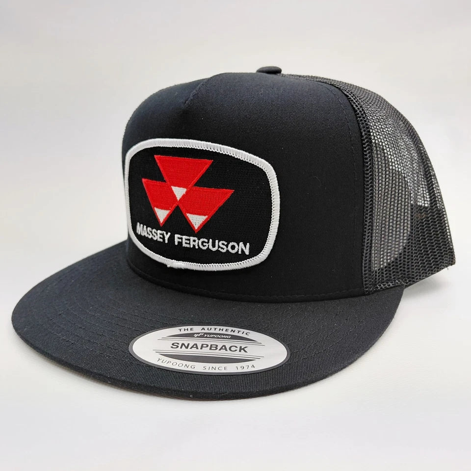 Massey Ferguson Tractors Hat Embroidered Patch Flat Bill Mesh Snapback Cap