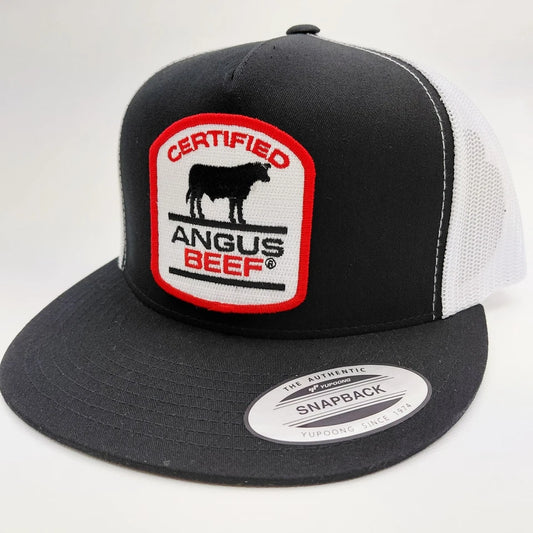 Certified Angus Beef Cattleman Hat Embroidered Patch Flat Bill Mesh Snapback Cap
